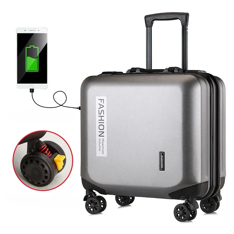 valise à bagages à roulettes de 18 pouces, cabine légère, chariot avec mot de passe, petite valise à roulettes