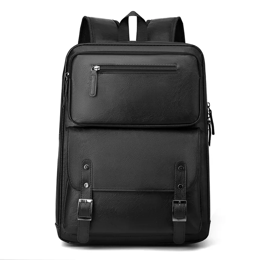 mode hommes sac à dos en cuir pu sac à dos grand ordinateur portable sacs à dos mâle mochilas noir cartable pour adolescents garçons marron sac a dos