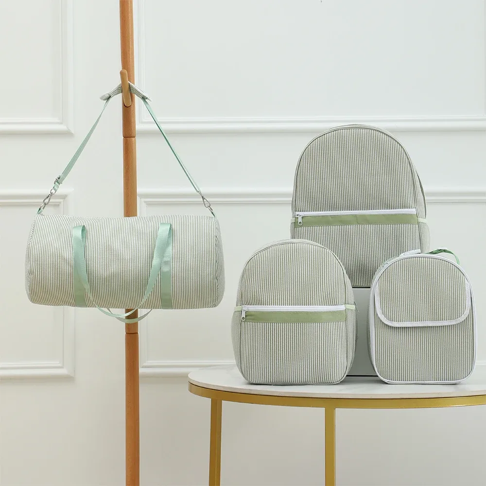 sac à dos scolaire pour tout-petits, sac à dos rayé mignon en seersucker pour filles 12 pouces pour la maternelle, 15 pouces pour les adolescents du lycée