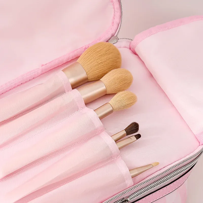 trousse de maquillage grande capacité avec compartiments, organisateur cosmétique portable de voyage avec rangement pour rouge à lèvres