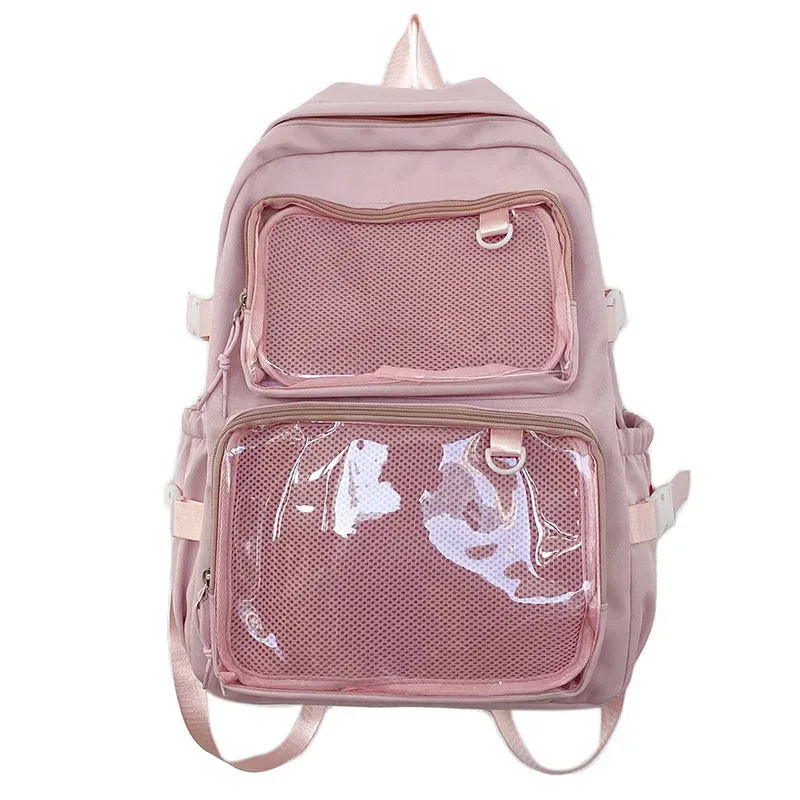sac à dos ita en nylon transparent pour étudiants, sac à dos pour ordinateur portable de grande capacité, 2 poches transparentes pour affichage à épingles, sac à bandoulière pour femme, japon