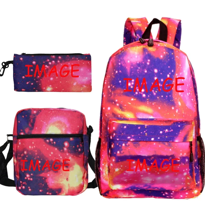 bricolage sac à dos livraison directe client sac à dos étudiant cartable 3 pièces/ensembles sacs à bandoulière logo personnalisé sacs hommes livre sacs mochila