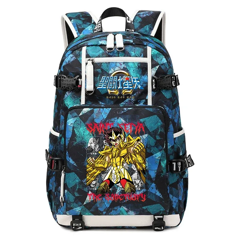 sac à dos imprimé saint seiya pour étudiants, sac à dos d'école de grande capacité pour adolescents, garçons et filles