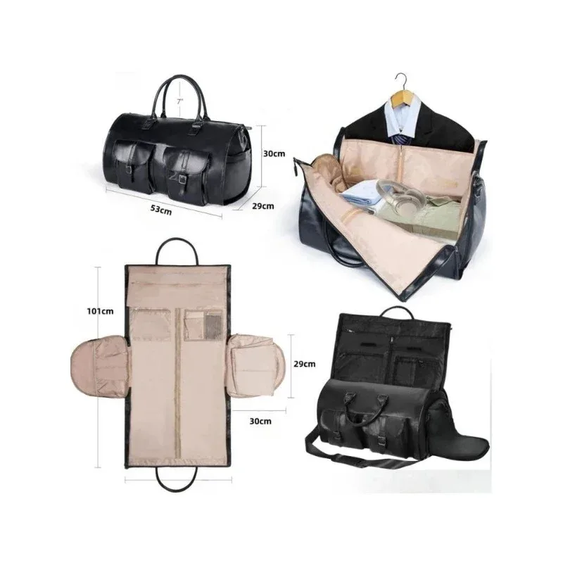 sac à bandoulière multifonction en cuir pu pour homme, imperméable, pour voyage d'affaires, grande capacité, pliable, pour vêtements, 2025