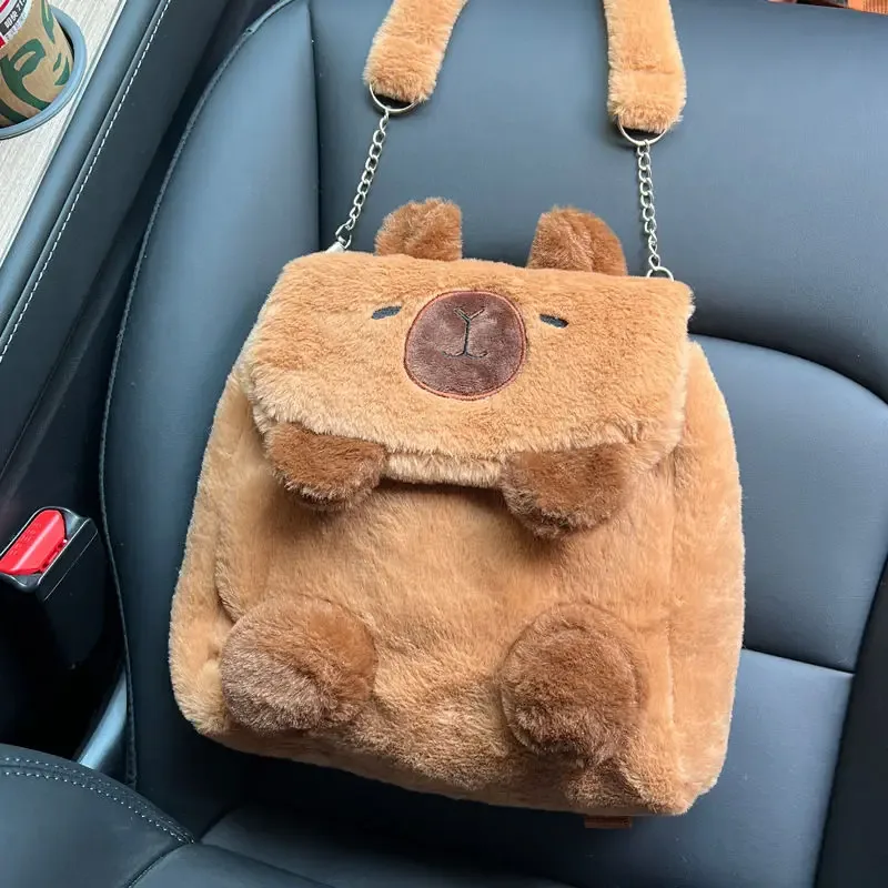 dessin animé mignon grande capacité kawaii capybara en peluche sac à dos cartable étudiant femmes sac à bandoulière sac à bandoulière sac à main sacs à main