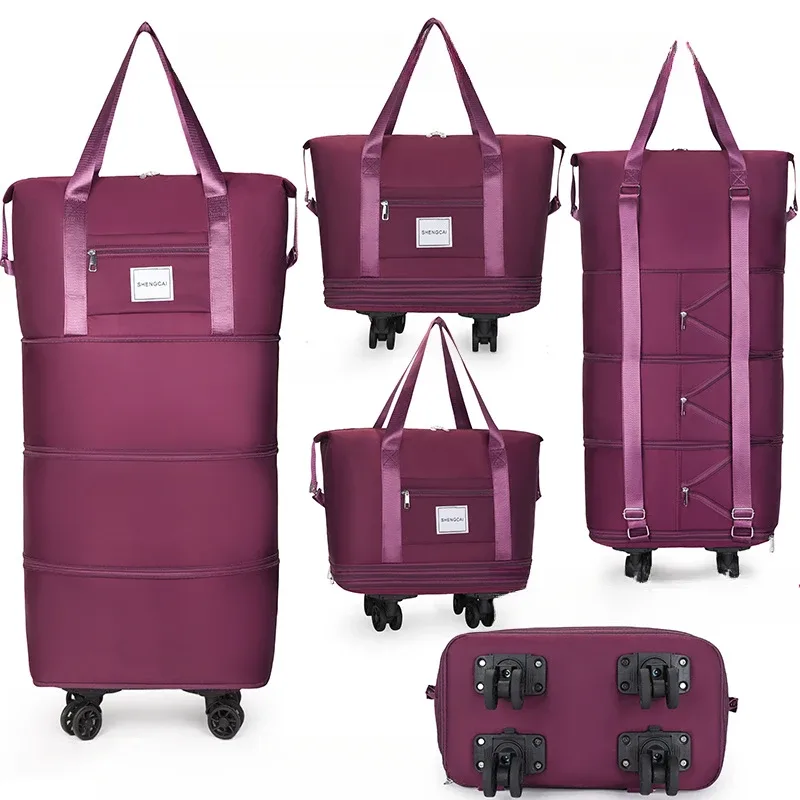 sac de voyage sac à dos grande capacité démontage roue universelle sac de rangement bagages portable double couche sac vérifié avec roue