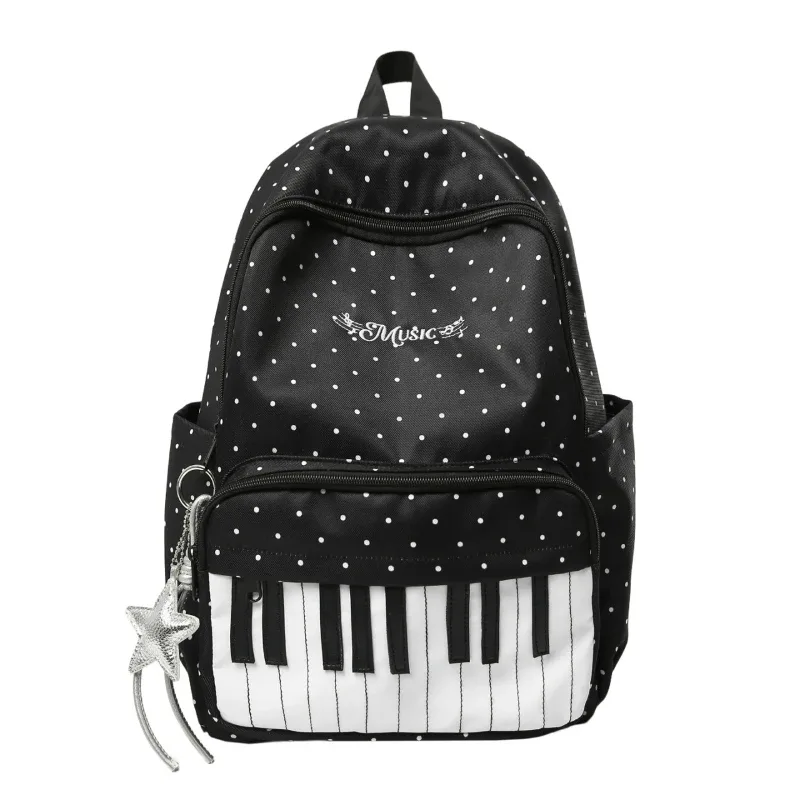 sac à dos pour clavier de piano à pois, en nylon imperméable, grand format, pour étudiants, élégant, léger, sac de voyage et de rangement