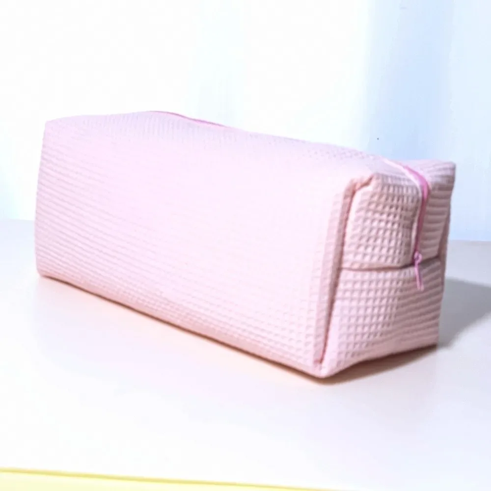 Pochette de maquillage simple en coton avec fermeture éclair, pochette de rangement portable légère, grande capacité, organiseur d'outils de coiffure, voyage