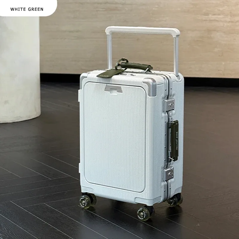bagage à ouverture frontale, valise à cadre en aluminium pour pc de haute qualité, bagage de voyage à poignée large avec port de chargeur usb pour ordinateur portable