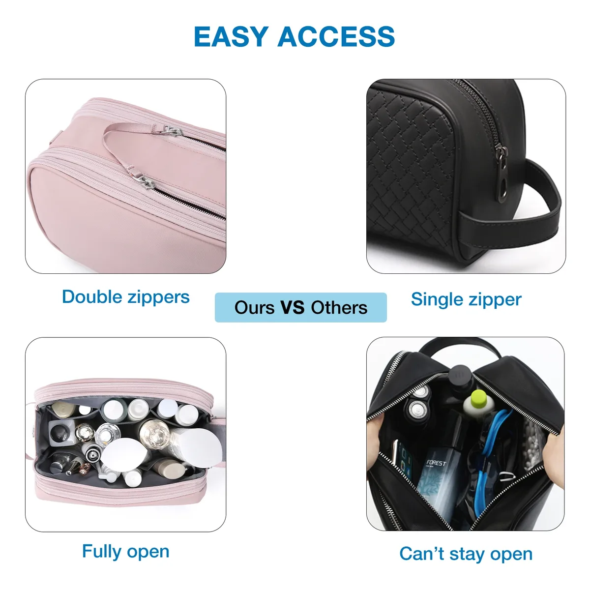 bagsmart – trousse à cosmétiques pour femmes, kit dopp étanche pour voyage, trousse de toilette légère pour hommes, trousse de maquillage, nécessaire de voyage