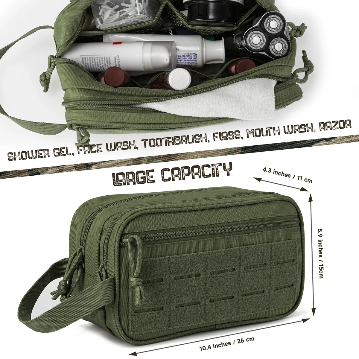 trousse de toilette tactique pour femmes, trousse d'hygiène, outil edc, pochettes molle, petit kit dopp, kit de rasage pour hommes, sac de douche de voyage