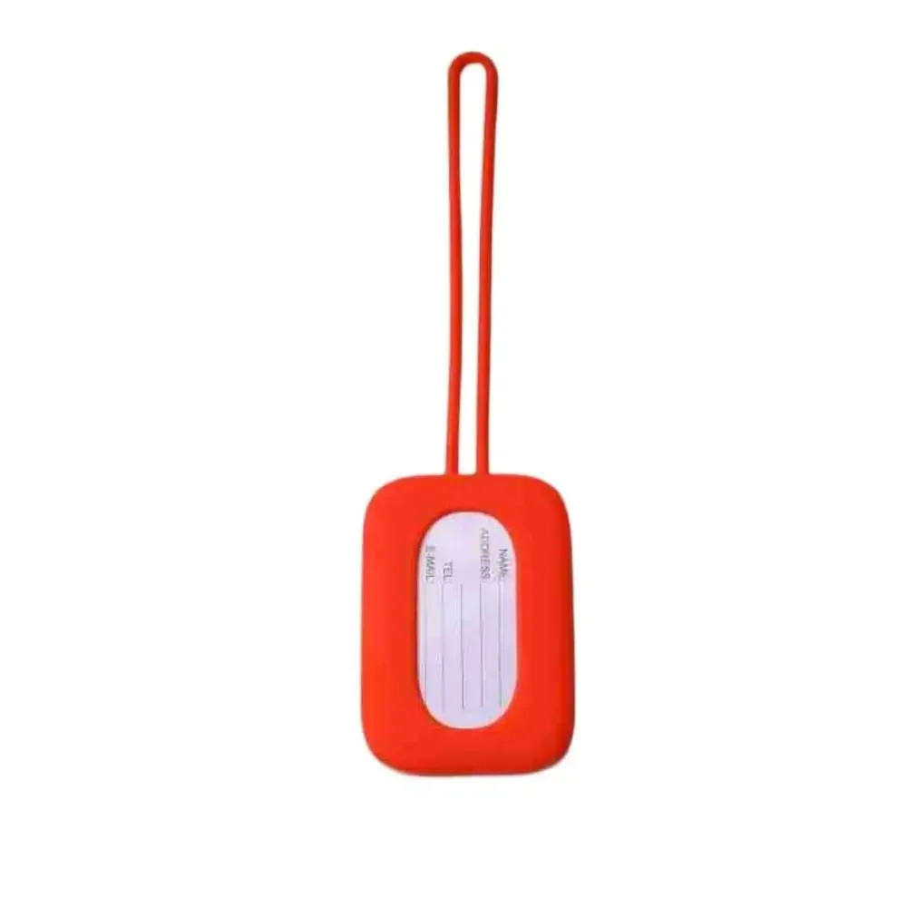 étiquette de bagage en silicone souple avec lanière, identification de valise, carte d'embarquement anti-perte, nom, téléphone, adresse, voyage