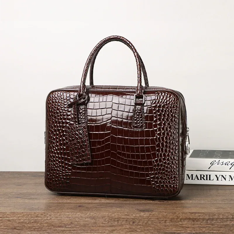 2025 nouveau luxe alligator modèle en cuir véritable affaires hommes porte-documents homme sac à bandoulière hommes messager ordinateur portable sac