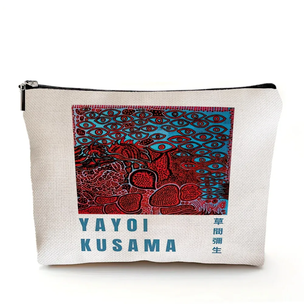 yayoi kusama pochette de maquillage japonais pop art à pois art design floral étui à cosmétiques mode dame beauté sac de rangement à la mode