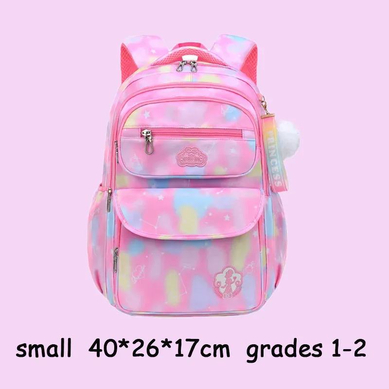 sac à dos d'école à motif nuage, rose, violet, bleu, style princesse, mignon, imperméable, kawaii