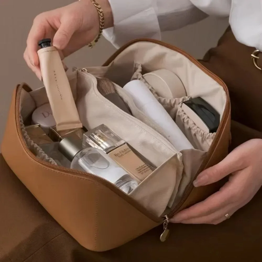 Organisateur de maquillage, trousse de toilette pour femme, étui de rangement pour maquillage, pochette de luxe pour femme, sac cosmétique, sac organisateur de voyage avec fermeture éclair