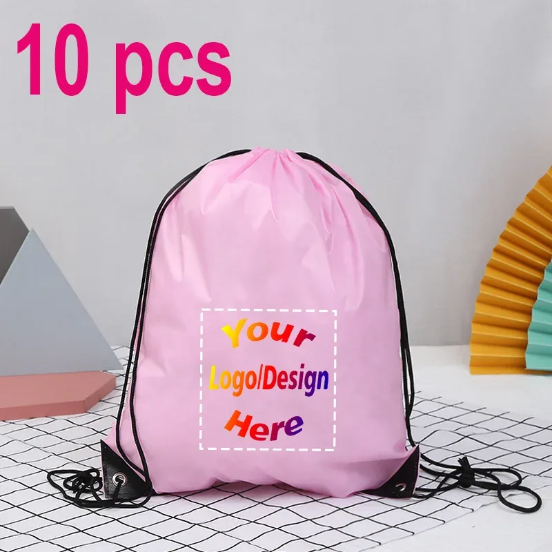 sac à dos personnalisé avec proximité wstring, sac de voyage en plein air, de dehors, d'entraînement, de chaussures de bug astique, impression de logo, cadeau personnalisé, 10 pièces/lot
