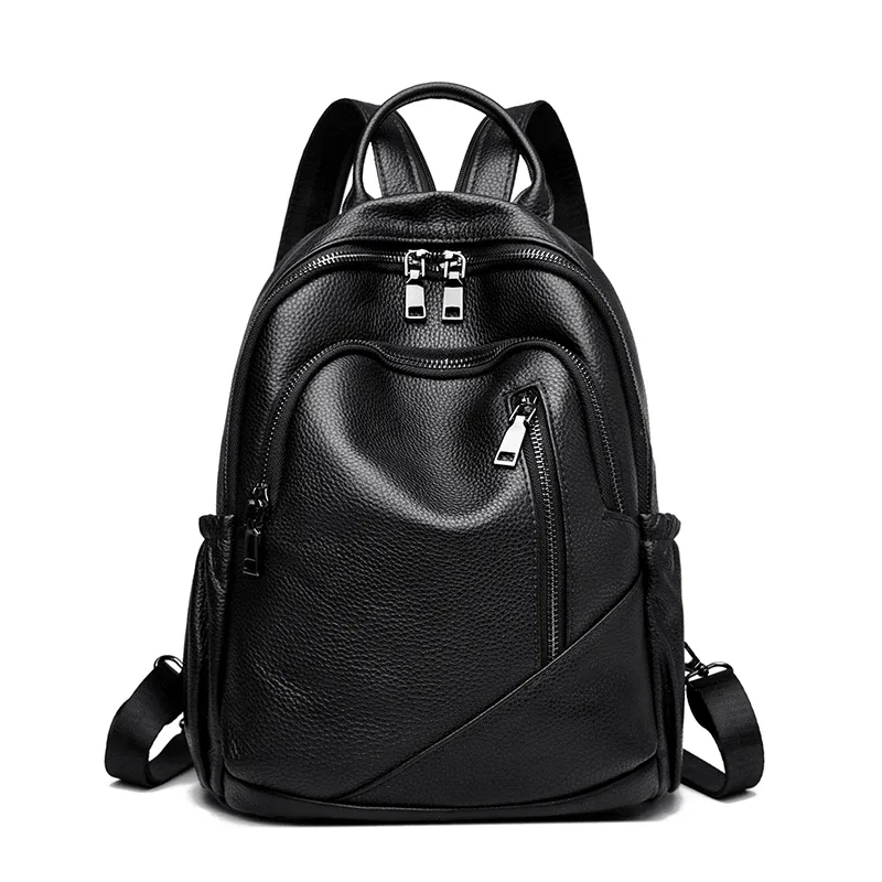 sac à dos en cuir de vache véritable, grande capacité, à la mode, pour femmes, sac à dos de haute qualité en cuir véritable, sac à bandoulière, sacoche