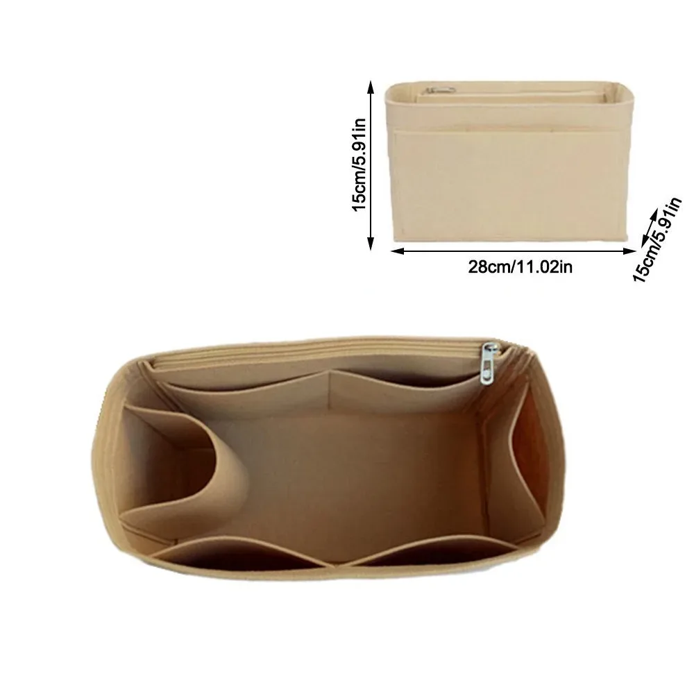 sac d'insertion en feutre grande capacité avec fermeture éclair, organisateur de sac à main multi-poches, sac intérieur doublé pour lv speedy25/30/35/gentlewoman
