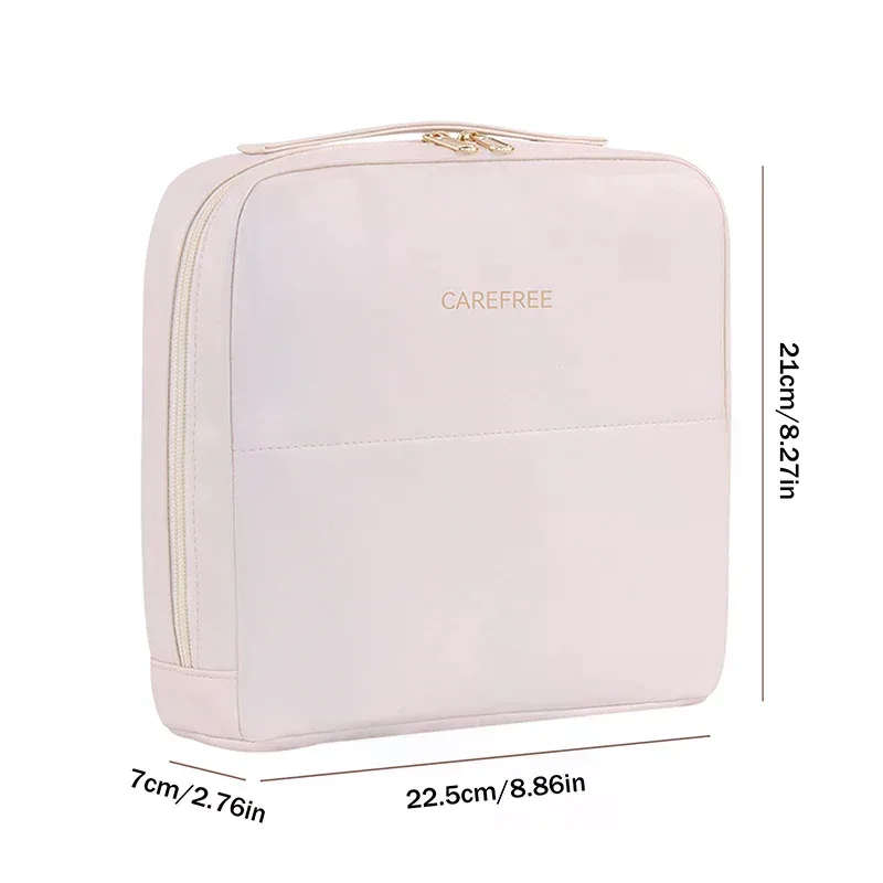 trousse de maquillage verticale pour femmes, organisateur de cosmétiques multi-poches en pu, portable, double fermeture éclair, brosse de maquillage de voyage, sacs de rangement de produits de toilette