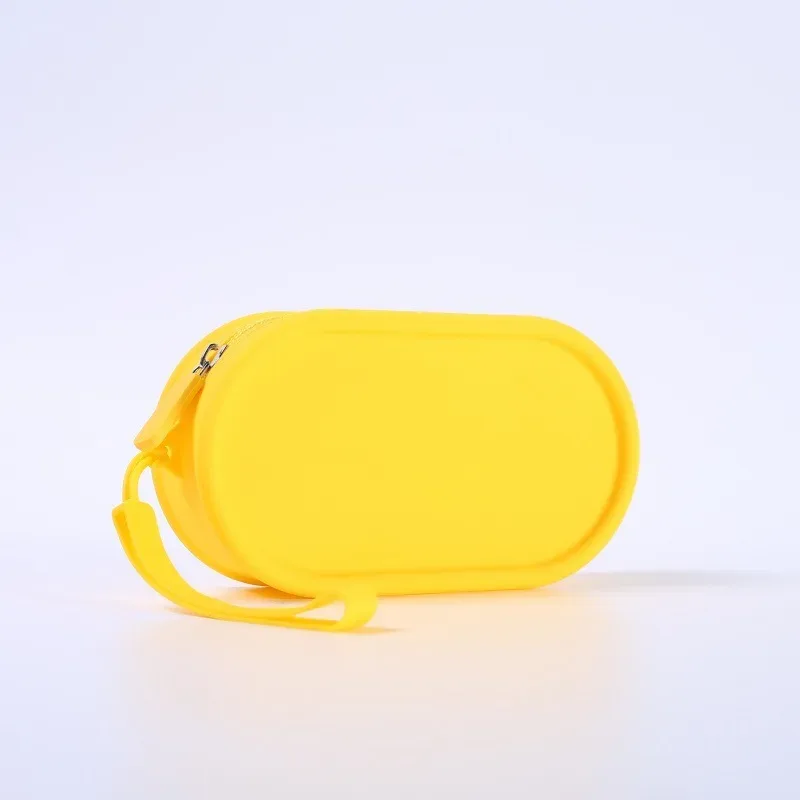pochette de rangement en silicone, étanche, avec fermeture éclair, sac de maquillage 16,7 cm x 9,1 cm x 4,5 cm, grande capacité, pochette portable