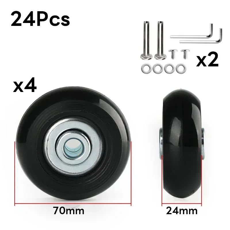 kit de réparation de pièces de valise, essieux de remplacement, roues de bagage de voyage silencieuses, roulettes, dia40 mm, 50mm, 60mm, 12 pièces, 24 pièces par ensemble