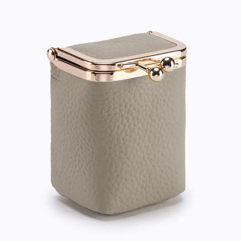 1 pièce mini trousse de maquillage portable en cuir pu pour femme, pochette de rangement pour rouge à lèvres, bijoux, écouteurs et monnaie, simple, avec miroir