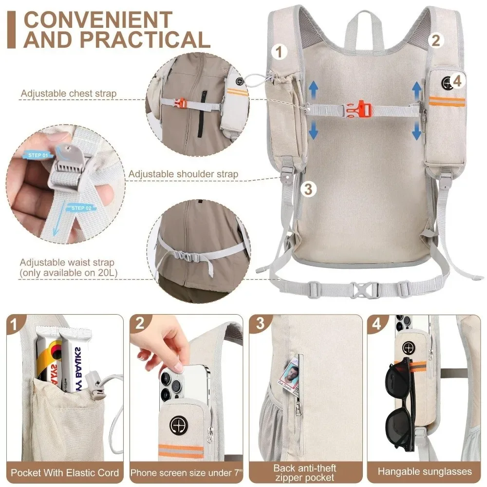 sac à dos de randonnée de haute qualité 15l, léger, plusieurs poches, petit sac à dos pliable, compact, ultraléger, sac à dos de randonnée d'une journée