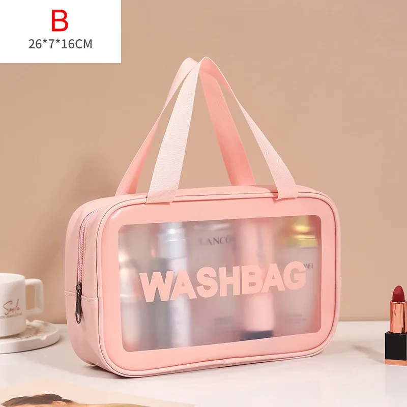 sac de lavage de voyage portable pour femmes, pochette de rangement transparente et étanche pour maquillage, organisateur de cosmétiques de grande capacité, étui de beauté pour femmes