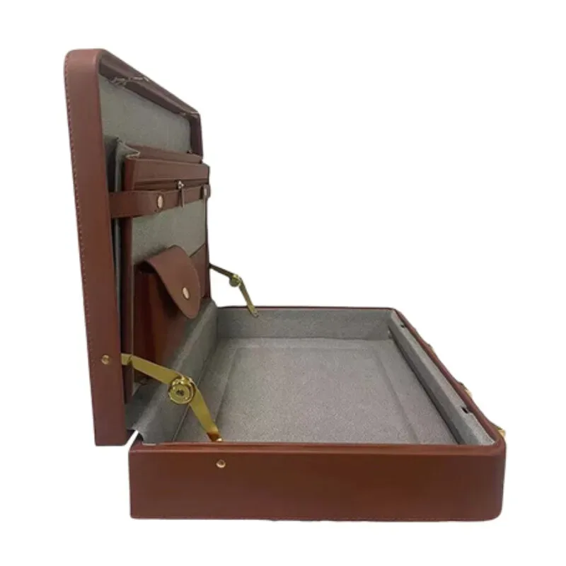 porte-documents d'avocat vintage en cuir pu – sac à documents d'affaires résistant à l'eau avec verrouillage par mot de passe et compartiment pour ordinateur portable