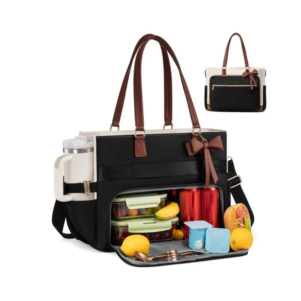 sac isotherme élégant grande capacité avec porte-gobelet, design 3-en-1, sac de travail, sac décontracté élégant résistant à l'eau, sac de voyage