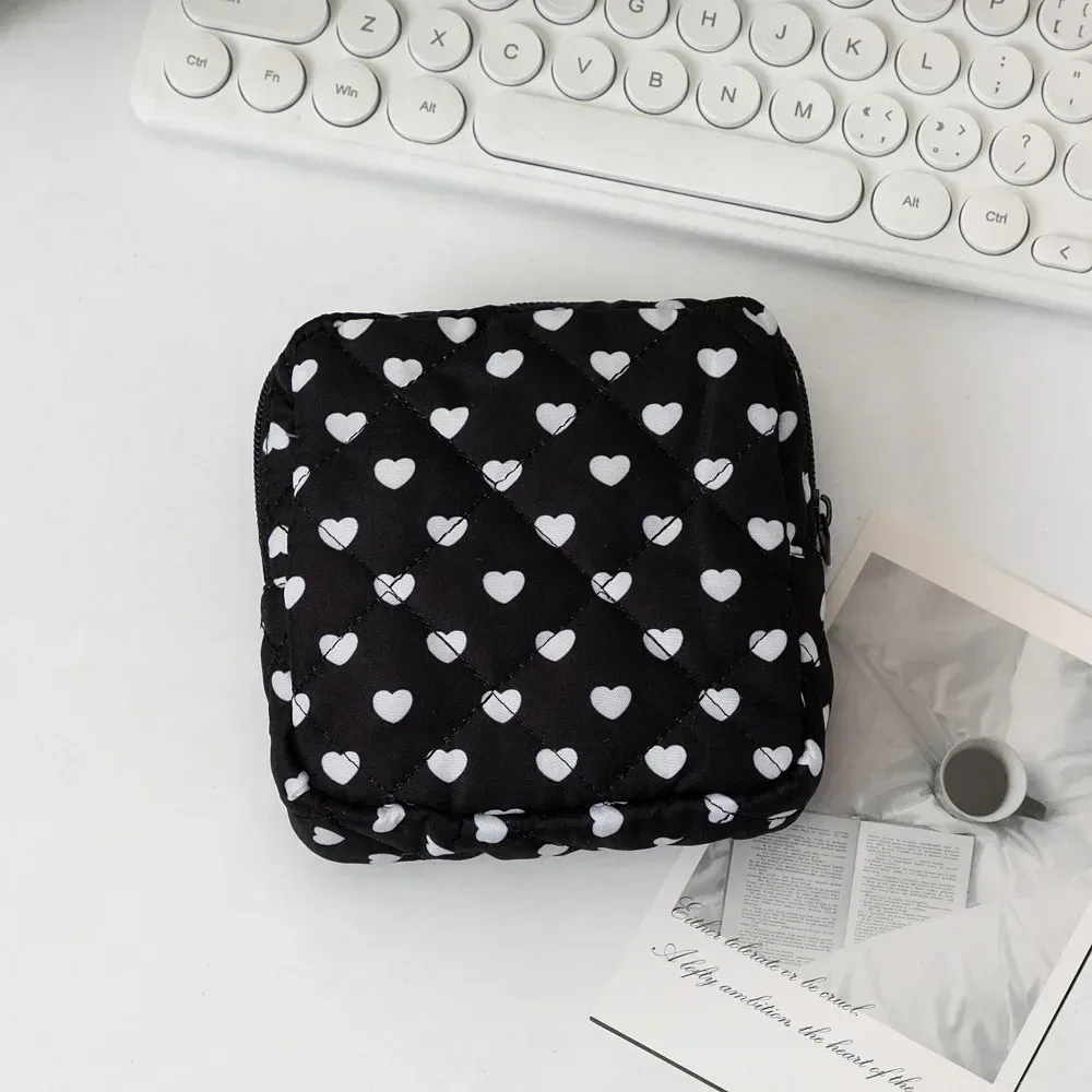 mini sac à cosmétiques avec nœud mignon pour femmes, sac de rangement pour serviettes hygiéniques, porte-tampon portable, mini sac de rangement pour maquillage et rouge à lèvres