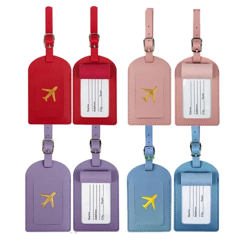 étiquette de bagage en cuir pu pour hommes et femmes, étiquette d'adresse de valise, sac d'embarquement, nom, 
