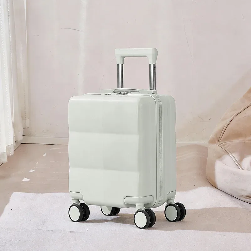 petite valise de cabine de 14 pouces, légère, en matériau abs, avec roulettes pivotantes à 360°, ouverture à fermeture éclair, imperméable et résistante aux rayures