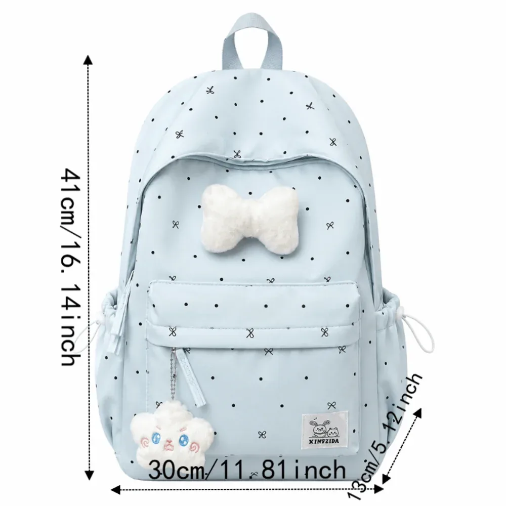 sac à dos tendance léger à pois avec nœud, décontracté, pour étudiants, durable, polyvalent, grande capacité, pour l'école et les voyages