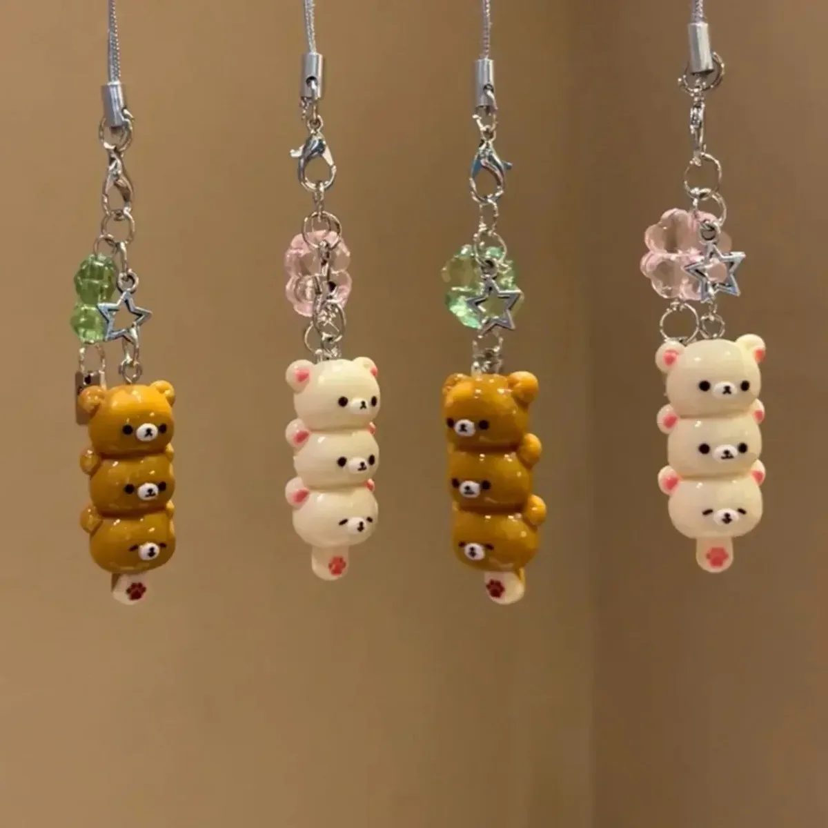 porte-clés ours empilés mignon, breloque porte-bonheur kawaii, pendentif trois ours, accessoire pour sac à dos et sac à main, cadeau mignon pour filles et femmes