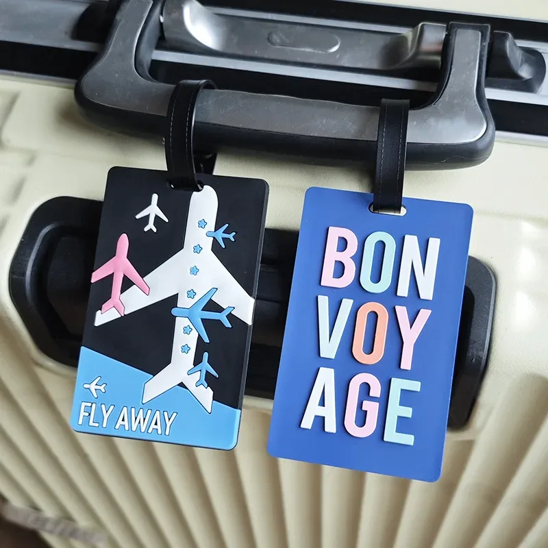étiquette de bagage en pvc avec animaux de dessin animé, 1 pièce, pour femmes et hommes, accessoires de voyage de vacances, étiquettes de valise, nom, identification, adresse, étiquettes de bagage de voyage
