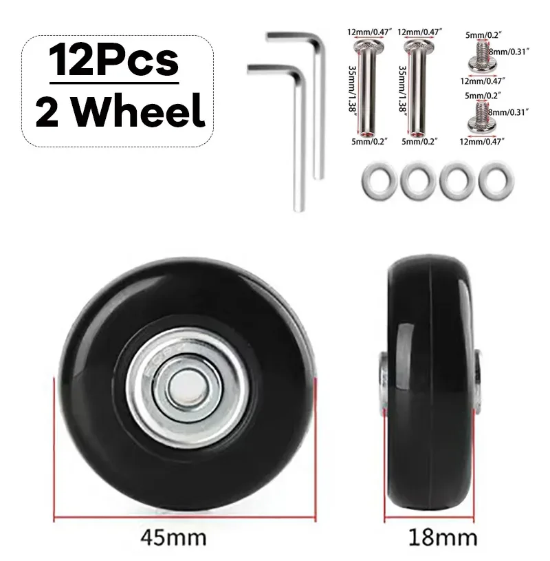 kit de réparation de pièces de valise, essieux de remplacement, roues de bagage de voyage silencieuses, roulettes, dia40 mm, 50mm, 60mm, 12 pièces, 24 pièces par ensemble