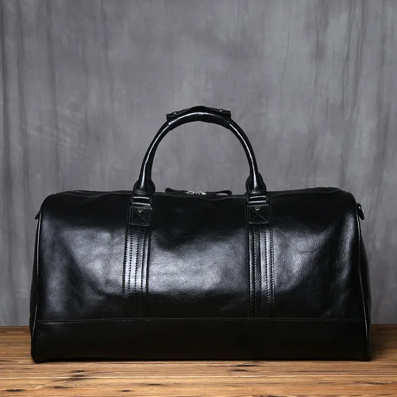 nzpj – sac de voyage en cuir véritable pour hommes, sac à main en cuir de vache naturel, sac à bandoulière décontracté, sac à bagages de grande capacité pour ordinateur portable de 16 pouces