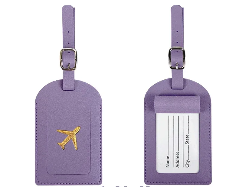 étiquette de bagage en cuir pu pour hommes et femmes, étiquette d'adresse de valise, sac d'embarquement, nom, identification, porte-adresse, accessoire de voyage