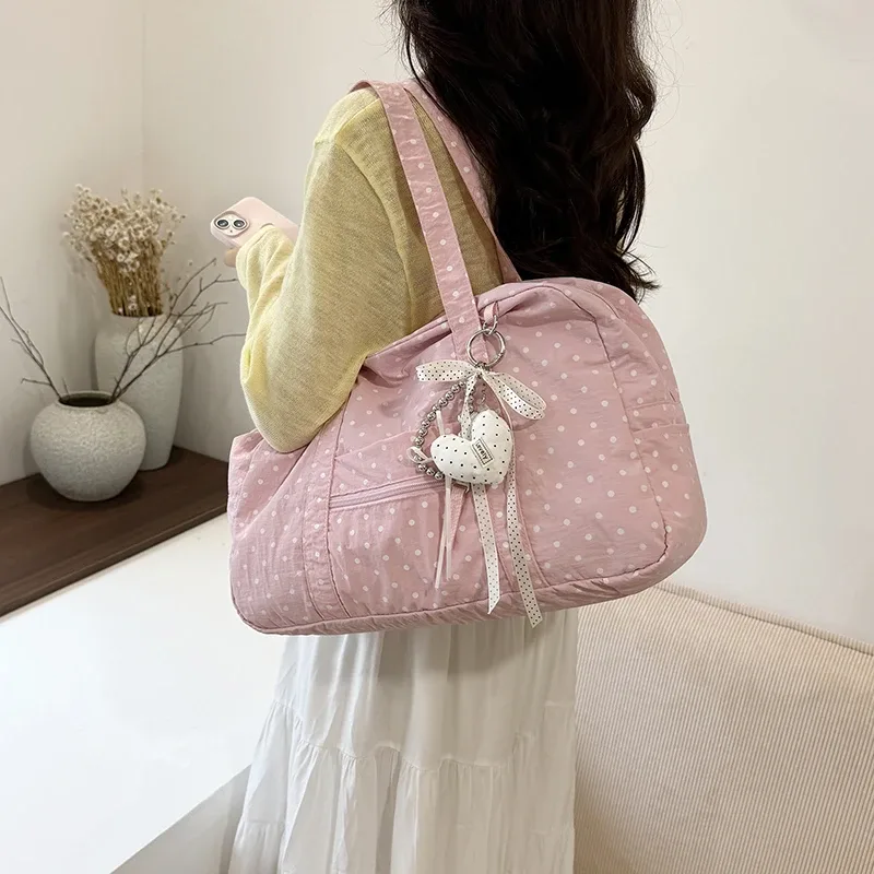 sac fourre-tout à pois pour femme, grande capacité, léger, sac de voyage décontracté, pochette à main, sac à main pour les sorties, le shopping et les voyages