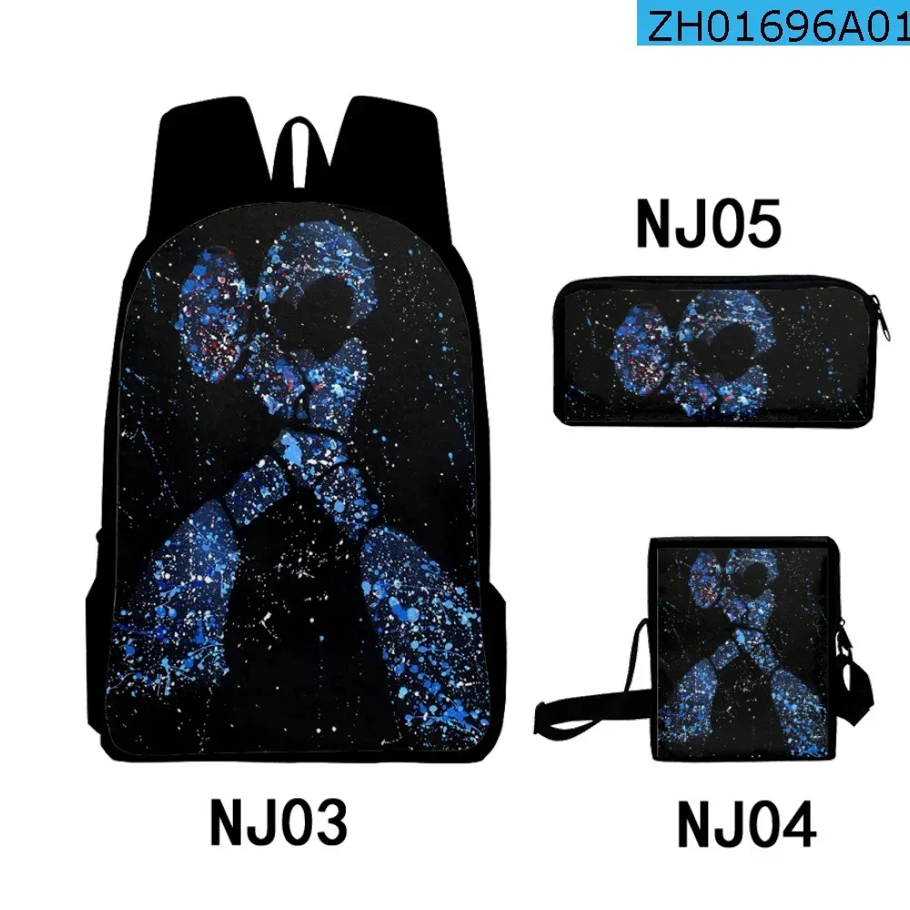 mode nouveauté cool rockman impression 3d 3 pièces/ensemble sacs d'école pour élèves sac à dos pour ordinateur portable sac à dos sac à bandoulière incliné trousse à crayons