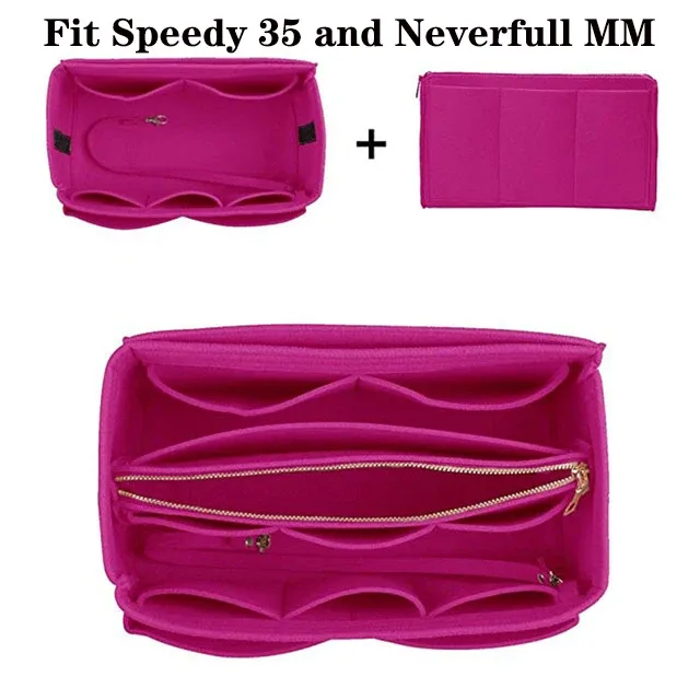 sac d'insertion d'organisateur de maquillage pour sac à main, sac à cosmétiques portatif de sac à main intérieur de voyage, sacs à cosmétiques adaptés à speedy neverfull
