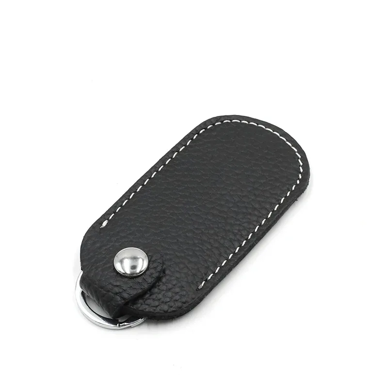 sacs de rangement à loquet en cuir véritable u disk, housse de protection, porte-clés, noir, étuis pour clé usb, clé usb, clé usb, pendrive