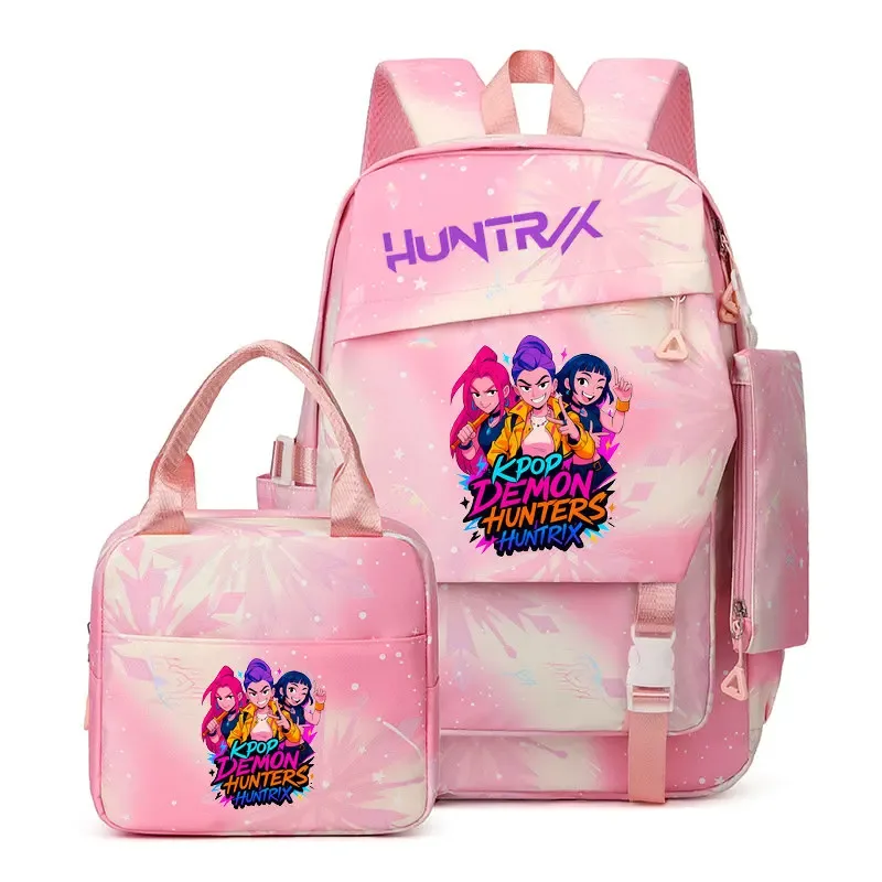 lot de 3 sacs à dos k-pop demon hunters pour filles, adolescents, femmes et enfants, pour l'école primaire et secondaire