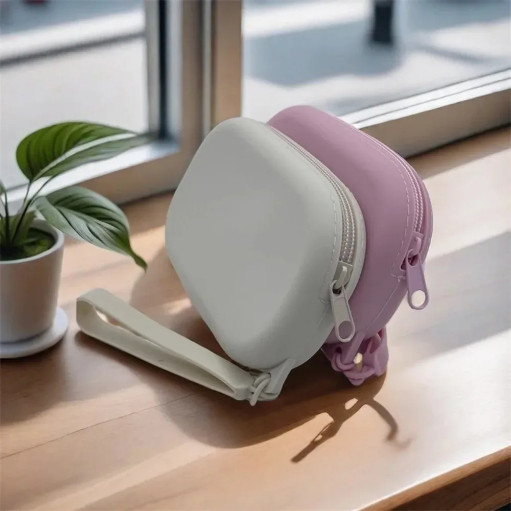 sac à cosmétiques ovale en silicone, pochette de rangement multifonctionnelle de grande capacité, sac de rangement étanche pour écouteurs, portefeuille porte-monnaie