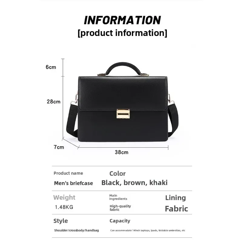 porte-documents pour hommes avec verrouillage par mot de passe, sac à main en pu pour hommes d'affaires, sac à documents de grande capacité, sac à bandoulière