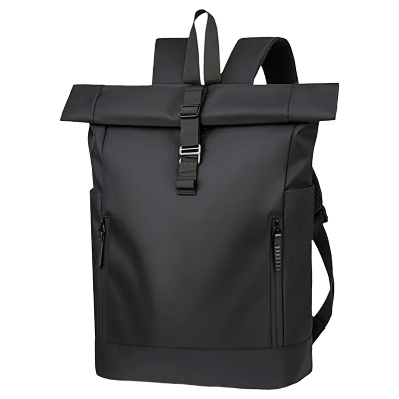 sac à dos de voyage d'affaires unisexe grande capacité, design enroulable, sac en nylon décontracté urbain pour les voyages en plein air et les trajets quotidiens