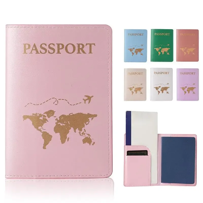 porte-passeport en cuir pu pour femmes, porte-billets, porte-cartes, sac de protection pour cartes, pochette multifonction pour cartes, pochette d'identité pour couples, 1 pièce