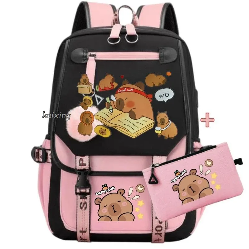 sacs à dos 2 pièces, ensemble kawaii capybara, légers, respirants, grande capacité, pour l'école, pour femmes et hommes, pour les voyages, meilleurs cadeaux